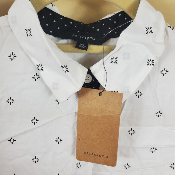 Paradigma Star Print Sleeveless Button-Up Shirt Size XS - Picture 10 of 11